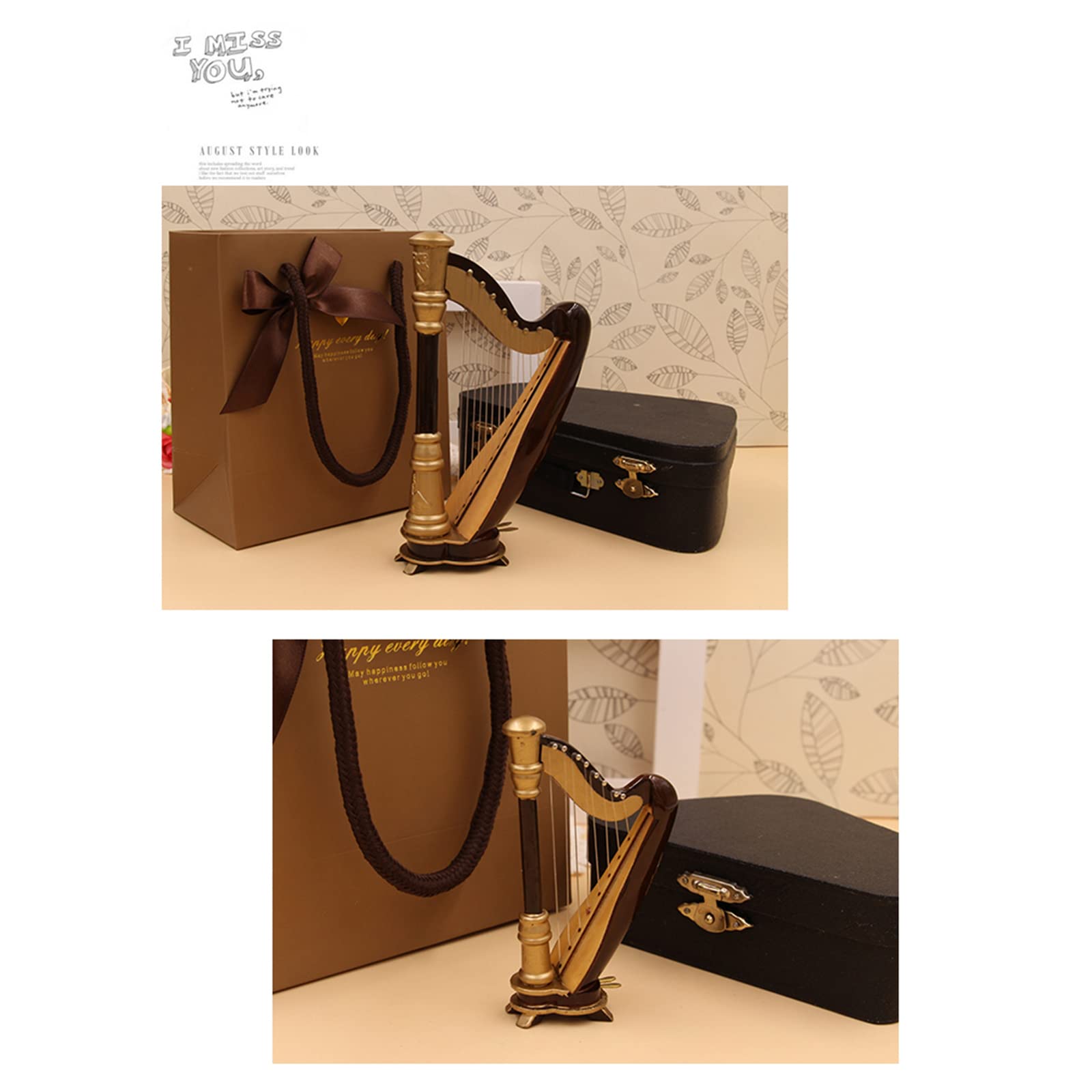 Amazon.co.jp: JIAXINY ハープ ミニチュア フィギュア 楽器 モデル